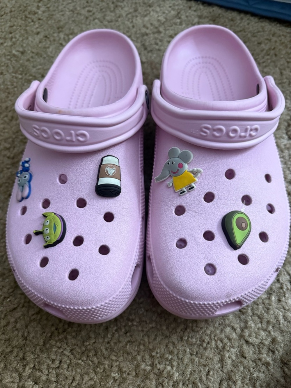CROCS Kids Pink Clogs with Character Jibbitz